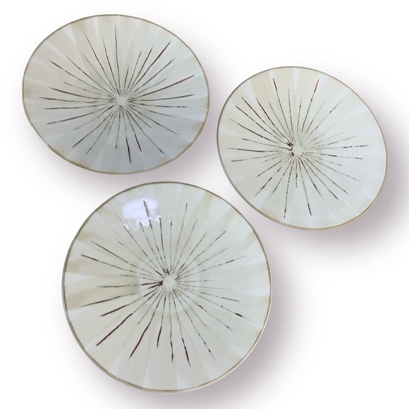 Pier 1 Sanctuary Starburst Stoneware 8.5” Salad Dessert Plates Set of 3 - Picture 1 of 7